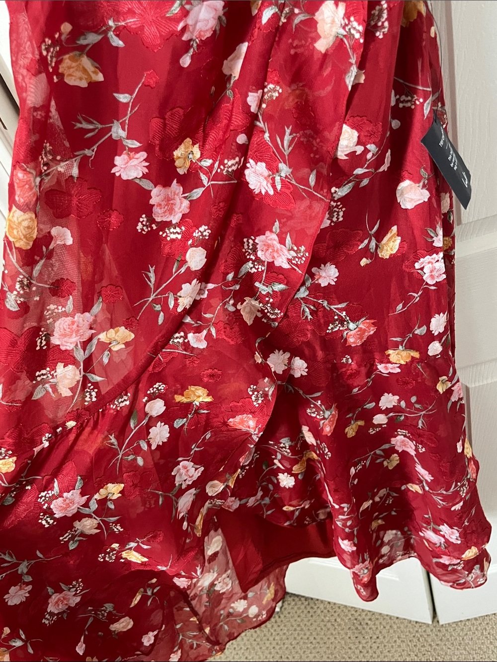 Lulu's Red Floral High-Low Ruffle Dress - Picture 5 of 7